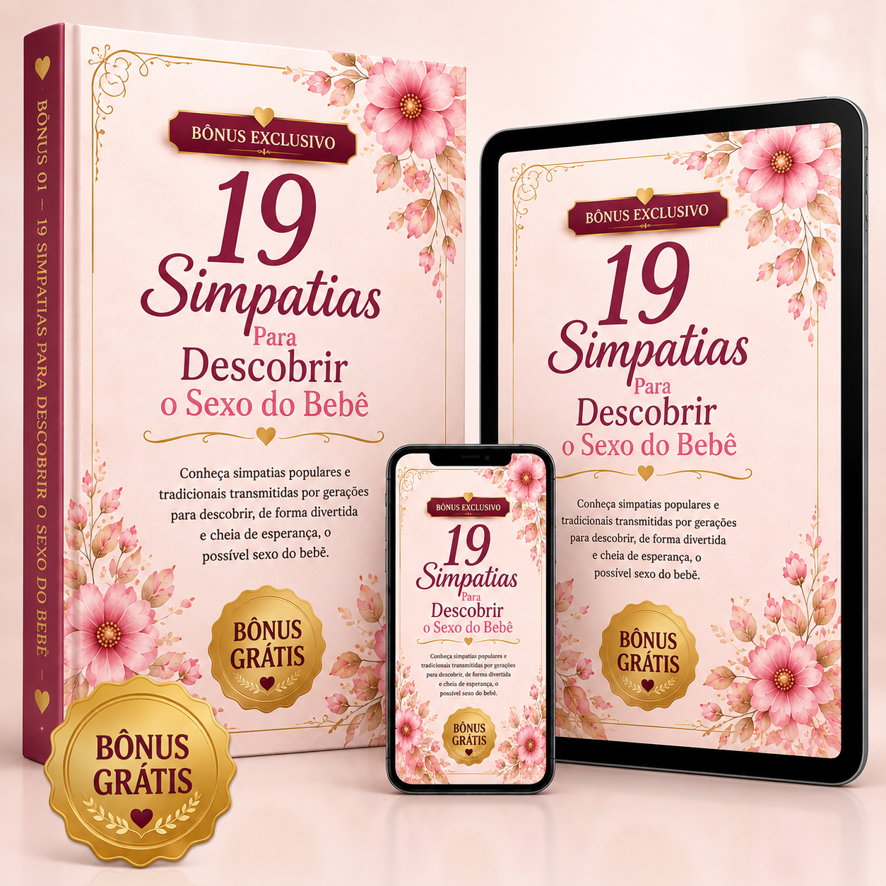 Mockup do bônus 19 Simpatias Para Descobrir o Sexo do Bebê